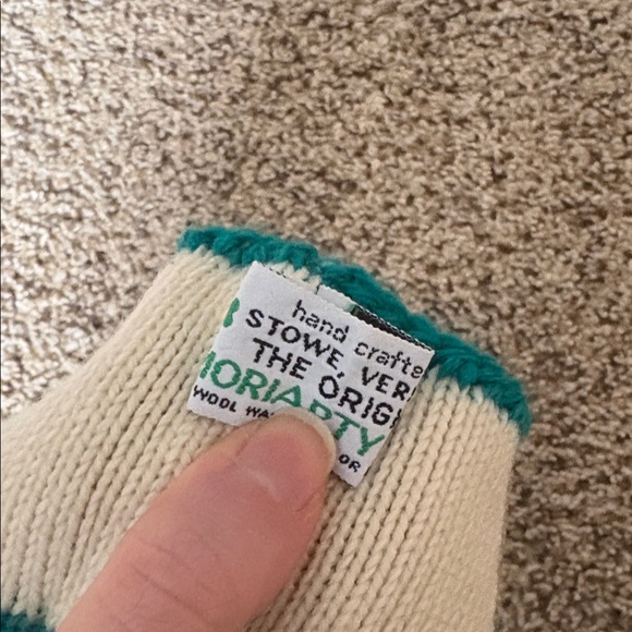 Teal and Black 100% wool Knit Kids moose Headband - Picture 3 of 3